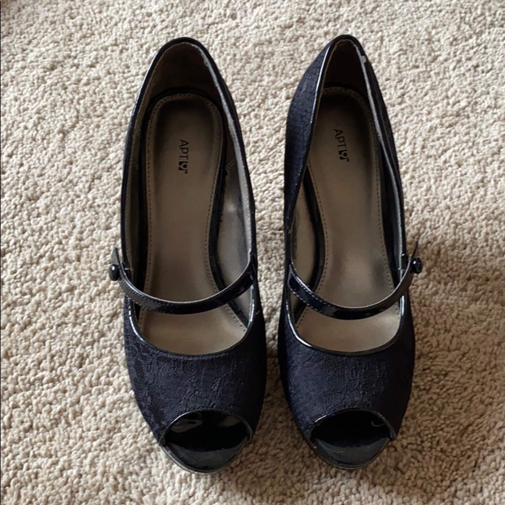 Black lace heels